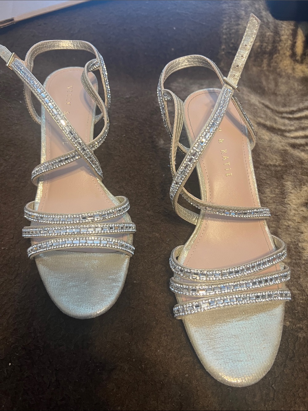 Skatie Silver Rhinestone Strappy Sandals